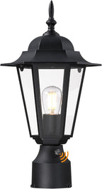 Black Solar Post Lighting Fixture, Outdoor Post Lighting