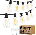G40 Globe Patio Lights, 60ft LED Bulbs
