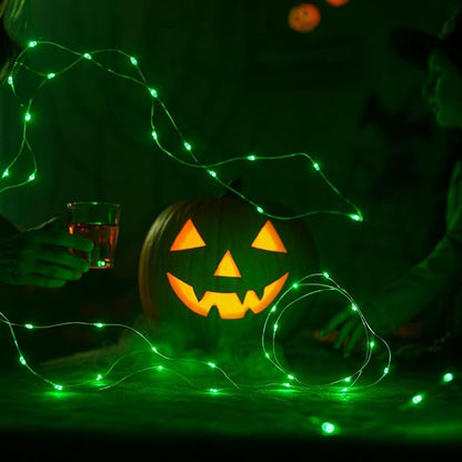 Solar String Lights Outdoor, 2 Pack 80FT 200 LED Solar Halloween Twinkle Lights Outside Waterproof Copper Wire 8 Modes Solar Fairy Lights for Garden Tree Party Birthday Halloween Decoration (Green)