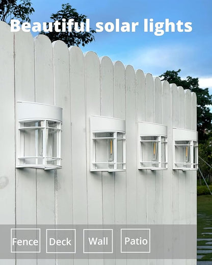 Solar Fence Lights, 12 Pack Waterproof Solar Lights Outdoor, 3000K Warm White LED Outdoor Solar Lights for Fence Garden Yard Step Stairs Patio Décor