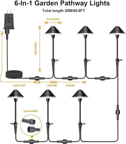 Low Voltage Pathway Lights with Timer, 4H/6H/8H Auto On/Off Low Voltage Landscape Lighting 3000K Waterproof Landscape Path Lights for Flower Bed Backyard Walkway Driveway, Set of 6