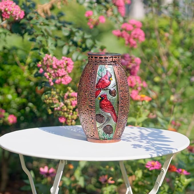 STARSOUL Solar Lantern Outdoor Waterproof, Hanging Solar Lantern for Patio Yard Decor, Cardinal Garden Decor, Cardinal Gift for Women Mom Grandma