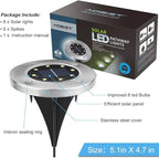 8-Pack Solar Ground Disk Lights, Warm White Waterproof LED