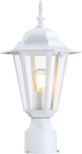 White Pole Lantern with Planter, Solar Outdoor