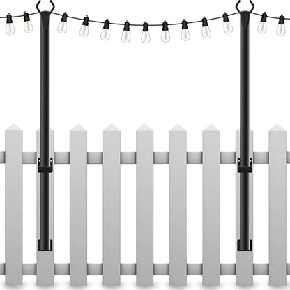 2 Pack String Light Poles,5Ft Light Poles for Outside String Lights,Outdoor Lights Pole with Fork,Metal Poles Stand for Patio Deck Backyard