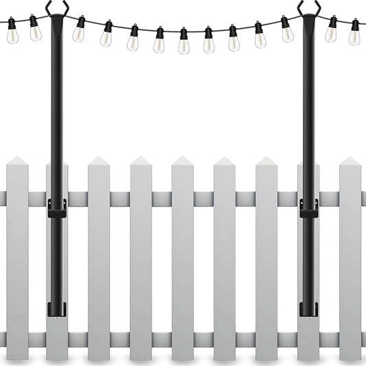 2 Pack String Light Poles,5Ft Light Poles for Outside String Lights,Outdoor Lights Pole with Fork,Metal Poles Stand for Patio Deck Backyard