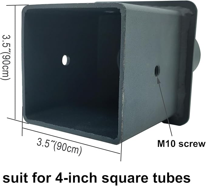 Light Pole Tenon Adapter for 4 Inch Square Pole, Metal 3.5" Square Slip Fitter Adapter with 2 3/8 Round Adaptor for Parking Lot Light, Outdoor Mount Bracket, Street Lights (4" Square Tenon Adapter)