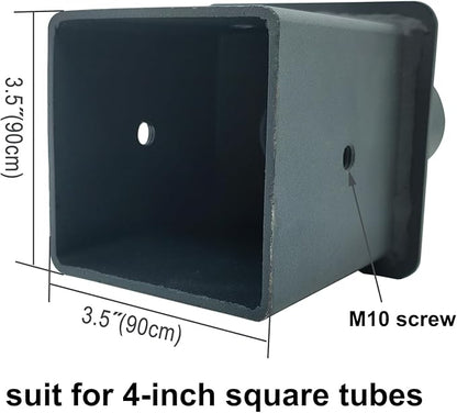 Light Pole Tenon Adapter for 4 Inch Square Pole, Metal 3.5" Square Slip Fitter Adapter with 2 3/8 Round Adaptor for Parking Lot Light, Outdoor Mount Bracket, Street Lights (4" Square Tenon Adapter)