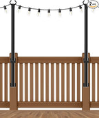 2-Pack 5ft Outdoor String Light Poles, Metal Stands