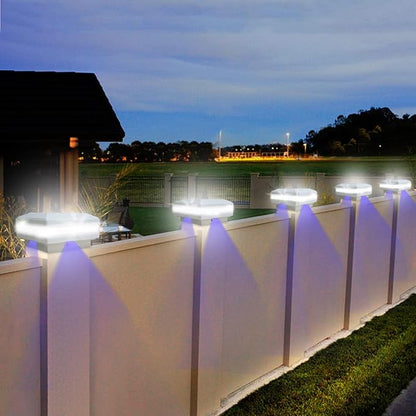 Sumaote 4x4 Solar Post Cap Light, 52 LEDs 160 Lumen Outdoor Deck Lights for 4x4 Wooden Posts, IP65 Waterproof 6000K Daylight White Decorative Lighting for Fence Porch Garden, White Shell, 4 Pack