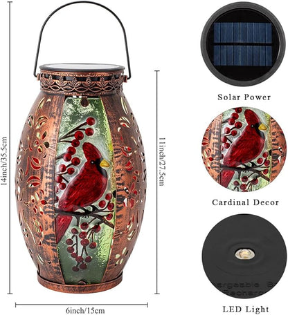 STARSOUL Solar Lantern Outdoor Waterproof, Hanging Solar Lantern for Patio Garden Yard Decor, Cardinal Memorial Gifts for Loss of Love one, Bereavement Sympathy Gift