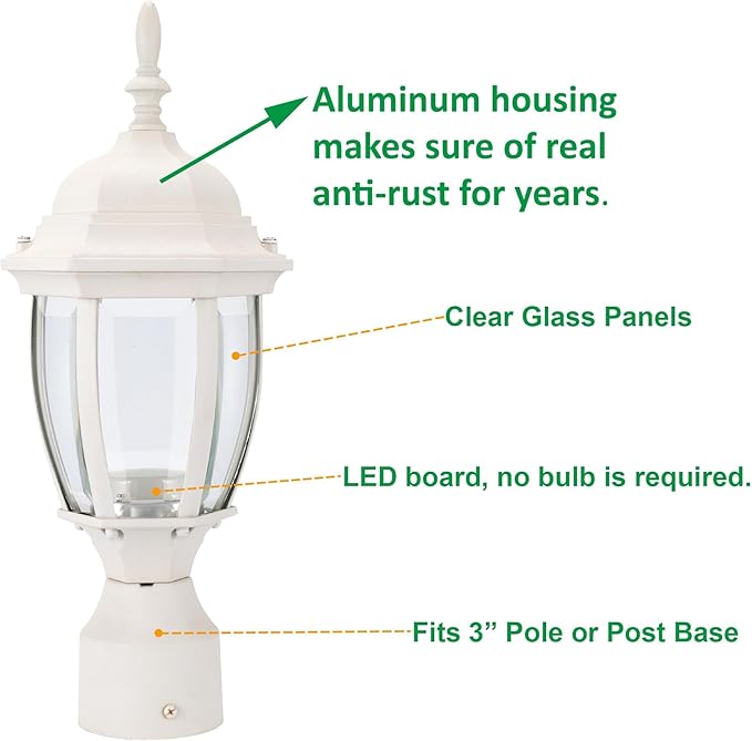 Post Lighting Fixture for Outdoor Posts, Warm White Waterproof
