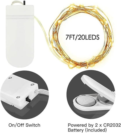 24-Pack Christmas LED String Lights, Waterproof Timer Lights