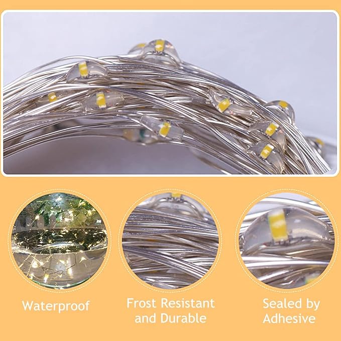 Twinkle Star Christmas Fairy Lights Battery Operated, 33ft 100 LED Waterproof Silver Wire String Light, Remote Control & 8 Modes Indoor Outdoor Xmas Tree Wedding Party Decorations, Blue, 1 Pack