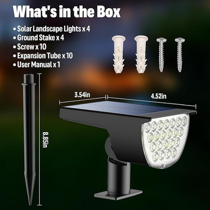 Solar Lights Outdoor Waterproof IP65, Solar Powered 76 LED 3 Lighting Modes Solar Spot Lights Outdoor for Yard Garden Landscape Pathway (White, 6 Pack)