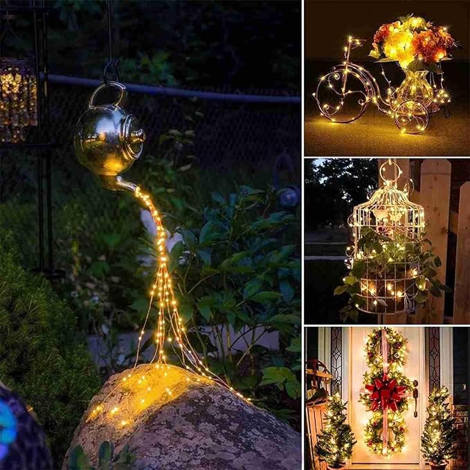 2 Pack Fairy Lights Solar Operated -39ft 100 LED Silver Wire String Lights Waterproof Mini Firefly Lights for Bedroom, Wedding, Mason Jars, DIY, Crafts, Christmas Garlands, Party Decor