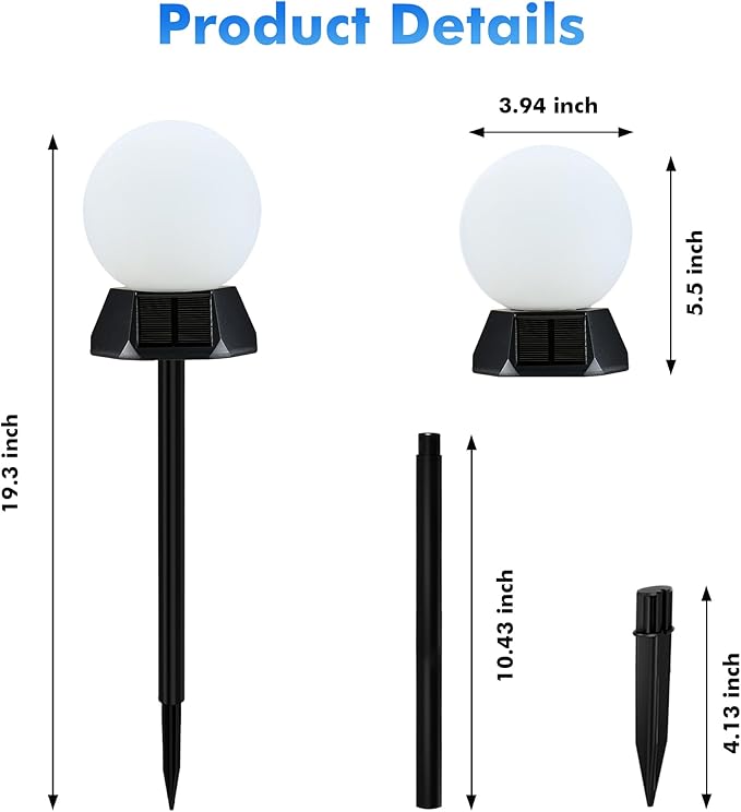 BlcTec Solar Pathway Lights Outdoor, Cool White Path Lights with 3-Sided Solar Panels, 18H Runtime, IP65 Waterproof, Auto On/Off for Patio, Garden, Lawn, Driveway, Yard, Landscape Decor, 2 Pack