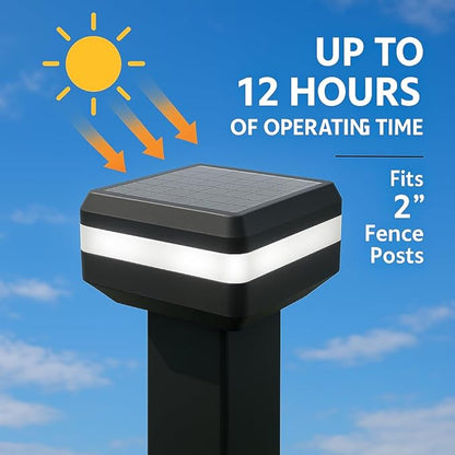 4 Pack Solar Post Cap Lights for 2x2 inch Aluminum, Wrought Iron, and Garden/Pool Fences, Warm White, Cool White, and Selectable RGB Colors with Built-in Color-Changing Holiday/Party Mode!