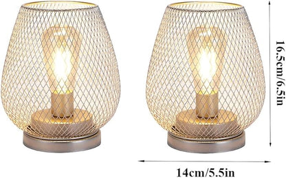 JHY DESIGN Set of 2 Metal Cage LED Lantern Battery Powered Cordless Accent Light with LED Great for Weddings Parties Patio Events for Indoors Outdoors(Silver)