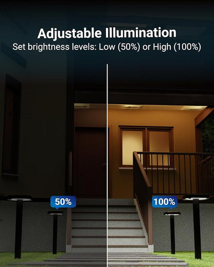 Sunco 2W LED Square Solar Pathway Walkway Driveway Backyard Patio Garden Outdoor Residential Super Bright Light, 120 Lumens, 2CCT 2700K Soft White/4000K Cool White, Dimmable, 3.7V 4 Pack.
