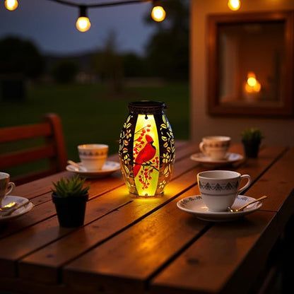 STARSOUL Solar Lantern Outdoor Waterproof, Hanging Solar Lantern for Patio Garden Yard Decor, Cardinal Memorial Gifts for Loss of Love one, Bereavement Sympathy Gift