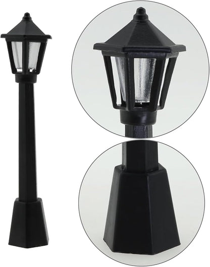 10pcs Mini Lamppost Black Plastic Miniature Railway Train Lamp Post Lights Street Light Model