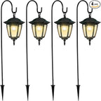 4-Pack Warm White Solar Path Lights, Outdoor Yard LED
