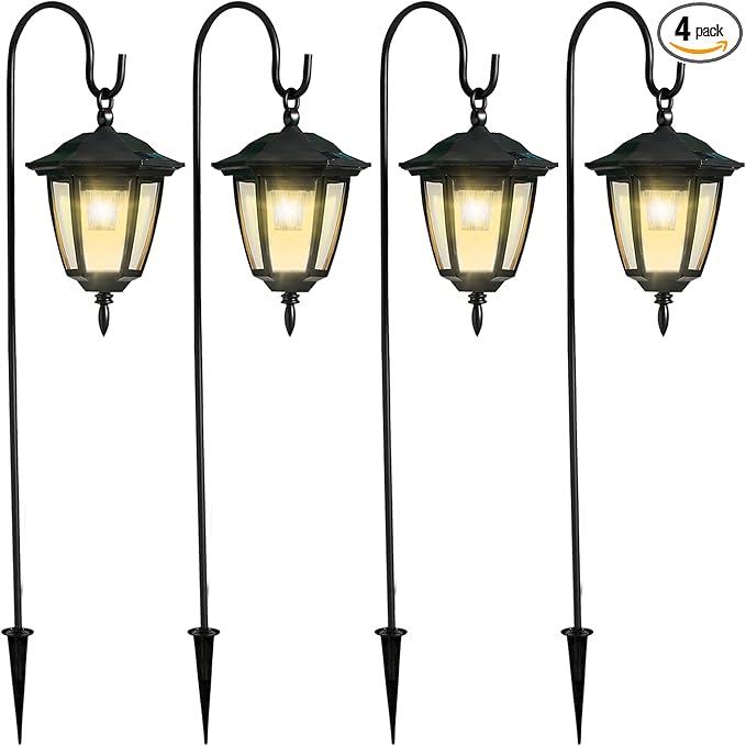 4-Pack Warm White Solar Path Lights, Outdoor Yard LED