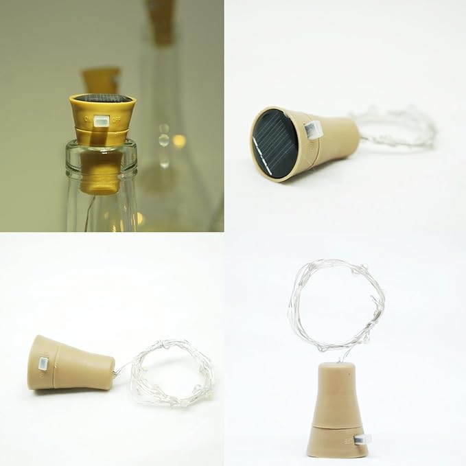 Wine Bottle Cork Fairy Lights 10-Pack, Solar LED