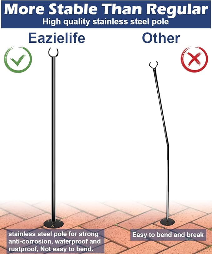 10ft Outdoor String Light Poles, Metal