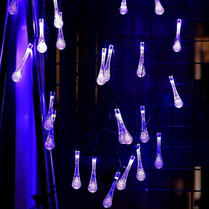 Solar String Light Outdoor Waterproof Solar Drop Lights,Water Drop Fairy Lights 13ft 20LEDs Solar Light with 8 Modes Solar Party Lights for Garden,Christmas Decorations (20ft 30LED Purple)