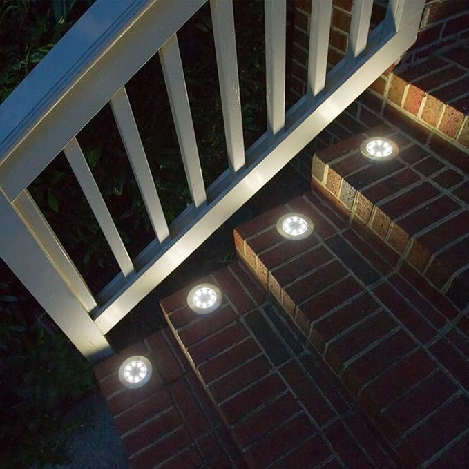 Aogist Solar Ground Lights, LED Garden Disk Lights In-Ground Outdoor Landscape Lighting for Lawn Patio Pathway Yard Deck Walkway (White,4 Packs)