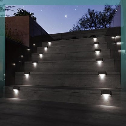 GIGALUMI 12 Pcs Solar Deck Lights, Bronze Finished Waterproof Led Solar Lamp for Outdoor Pathway, Yard, Patio, Stairs, Step and Fences (Cool White)