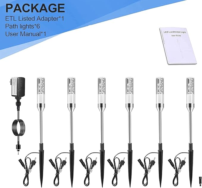 6-Pack Solar Pathway Lights, IP65 Waterproof LED Walkway Lights