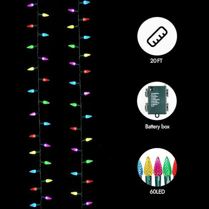 Christmas Porch String Lights, 20ft 60 LED Waterproof