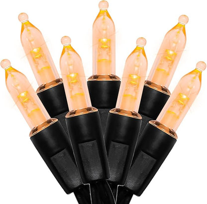 Battery Operated Halloween Lights - 2 Pack 50 LED Orange Mini String Lights for Small Tree, Wreath, Crafts, Indoor/Outdoor Halloween Decor, 8 Modes & Memory Function, 18.3 Feet Black Wire
