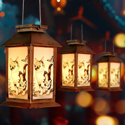 Cat Lantern, Lover Gifts for Mom/Grandma/Women/Sister,Solar Light Gifts Solar Lanterns Outdoor Waterproof Fairy Lights Led Mason Jar Hanging Cat Lamps Decor for Garden Yard Patio