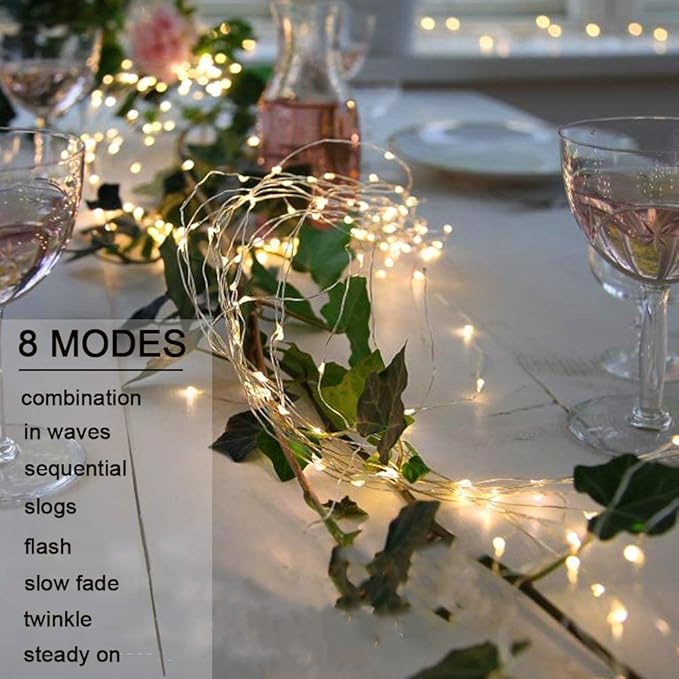 1Pack Waterproof Waterfall String Lights Decorative Twinkle Starry Lights,8 Modes with 10 Strands 250 LEDs Battery Operated Branch Lights with Remote Timer for Garden Outdoor
