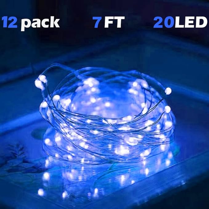 12-Pack 7ft LED Patio String Lights, Waterproof Outdoor