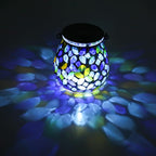 Metal Mosaic Solar Lanterns for Patio, Waterproof LED