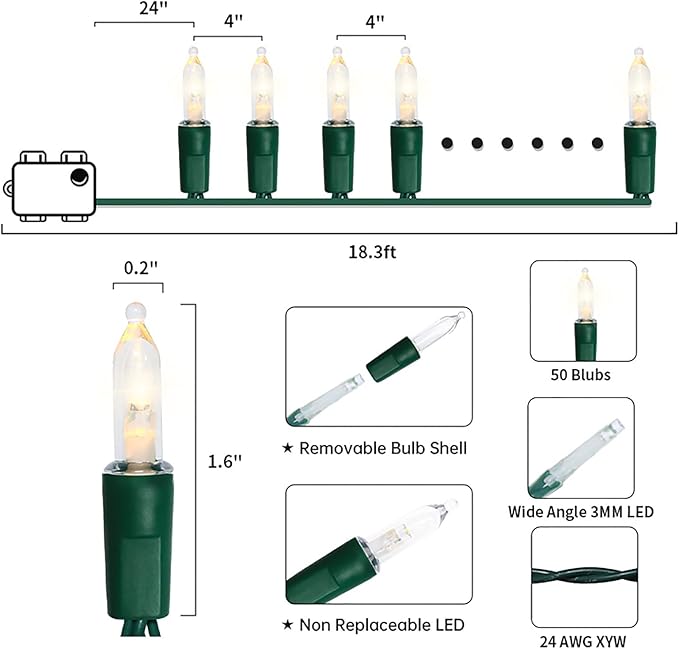 Christmas Fairy Lights 2-Pack, 50 LED Battery Twinkle Lights