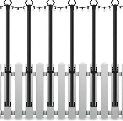 6 Pack String Light Poles,5Ft Light Poles for Outside String Lights,Outdoor Lights Pole with Fork,Metal Poles Stand for Patio Deck Backyard