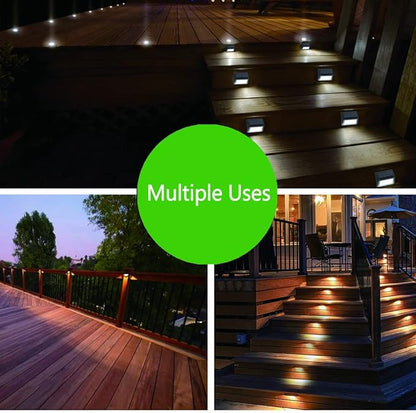 Solar Lights Outdoor, Waterproof Solar Powered Deck Step Lights for Patio Garden Backyard Garage Driveway Pathway Outside Wall Lighting (Warm White/12 Pack)