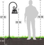 Outdoor Shepherd Hooks 76 inch Tall for Bird Feeder (2 Packs), Adjustable Metal Garden Poles for Hanging Plants Solar Light Lantern, Bright Black