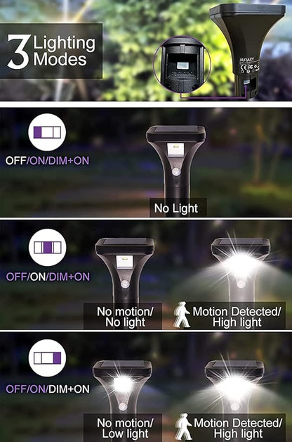 Solar Outdoor Lights with Motion Sensor – Waterproof LED Pathway Lights for Yard, Garden, Walkway, Driveway – Auto On/Off, Easy Installation (8 Pack)