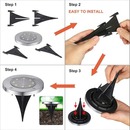 LYHOPE Solar Ground Light Outdoor, 16 Pack 8 LED Solar Disk Lights Waterproof Garden In-ground Pathway Lights Landscape Lighting for Lawn,Yard,Deck,Patio,Walkway (Warm White)