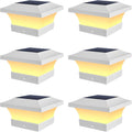 Warm White Solar Fence Post Caps 6-Pack, Patio LED