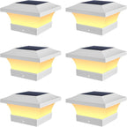 Warm White Solar Fence Post Caps 6-Pack, Patio LED
