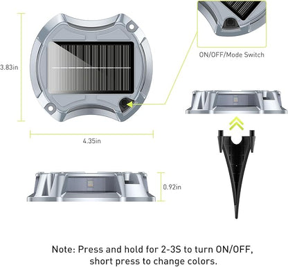 AGPTEK 5 In 1 Solar Driveway Lights Outdoor with Ground Spikes, IP67 Waterproof Solar Lights with 5 Modes (Blue/White/Warm/Mixed/Flashing) for Deck, Stairs, Pathway, Garden, Patio(Rectangle, 12 Pack)