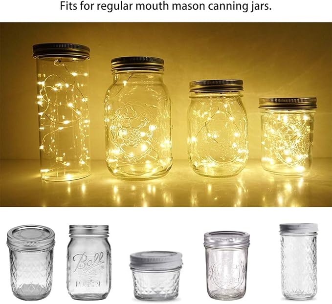 SunKite Solar Mason Jar Lights, 8 Pack 15 LED Waterproof Fairy Firefly Jar Lids String Lights with Hangers(NO Jars), Patio Yard Garden Wedding Easter Decoration - Warm White